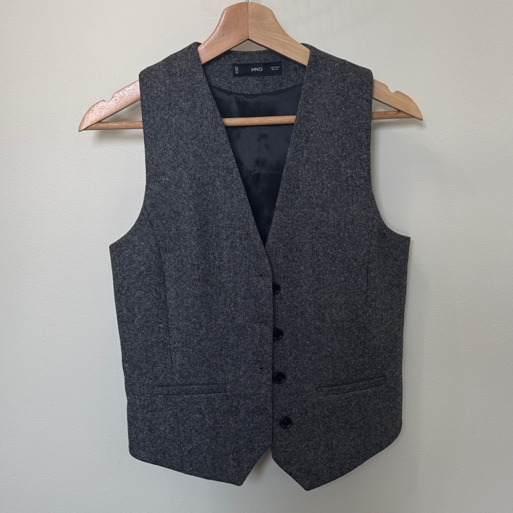 Mango Charcoal Gray Tailored Vest